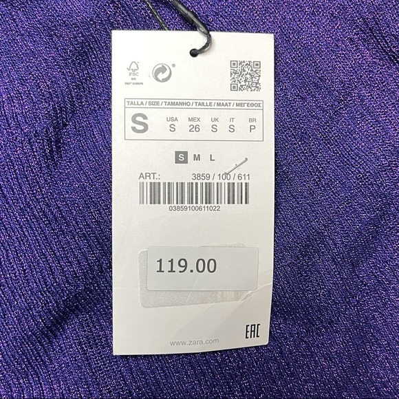 Zara | Purple Flutter Sleeve Long Maxi Dress S - Picture 7 of 14